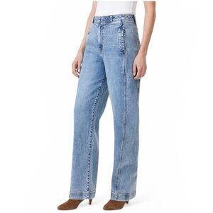 Habitual High Rise Side Panel Faded Medium Wash Waist Cinch Denim Barrel Jeans